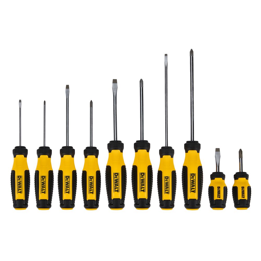 DeWalt 10 piece screwdriver set with performance grip magnetic tips DeWalt 10 piece screwdriver set with performance grip magnetic tips