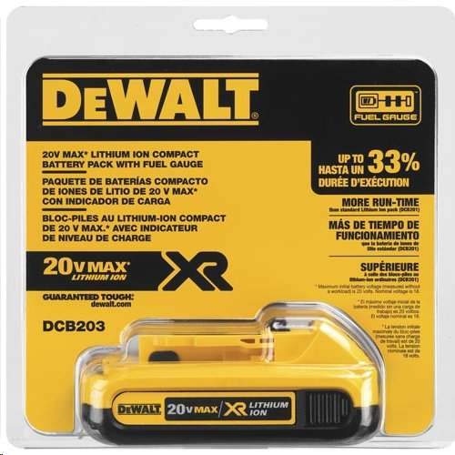 DeWALT DCB203 2.0Ah 20V MAX Compact Lithium Ion Battery
