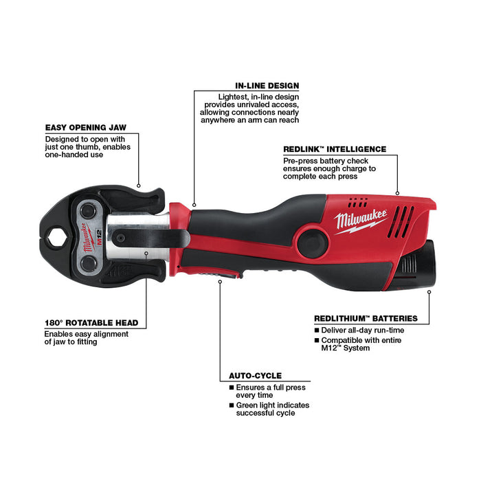 Milwaukee 2473-20 M12 12V FORCE LOGIC Cordless Press Tool - Bare Tool