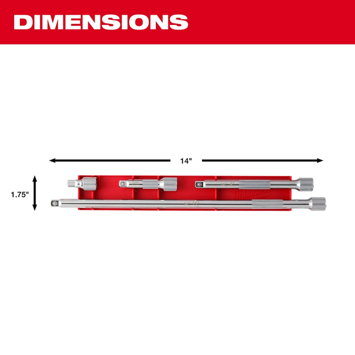 Milwaukee 48-22-9341 4pc 3/8 Inch Drive Extension Set