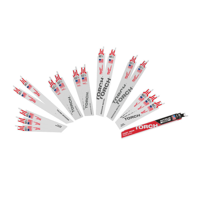 Milwaukee 49-22-1216D SAWZALL Blade Set - 16PC w/9" TORC NITRU SAWZALL Blade