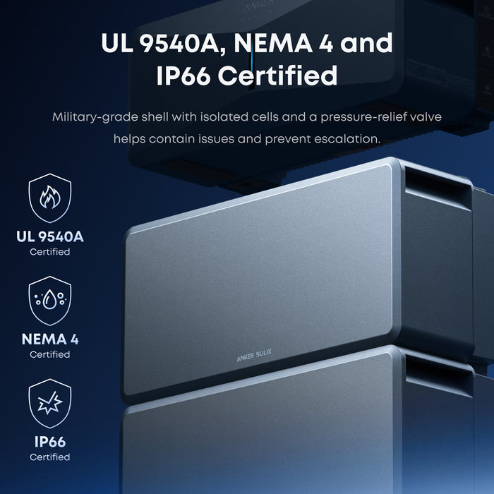 Anker SOLIX A17E1141-85 B6000 Battery Module for E10 Whole Home Backup System | 6kWh LiFePO4 Battery