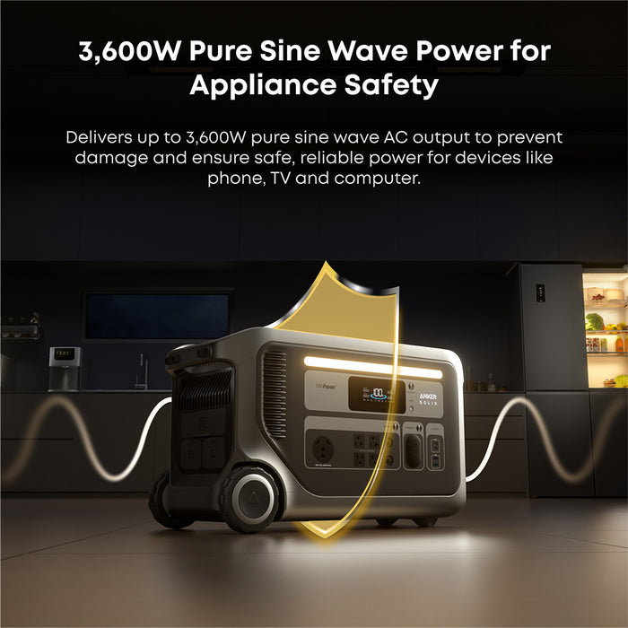 Anker SOLIX F3000 Portable Power Station 3,072Wh 3,600W with 120V Generator Input Adapter
