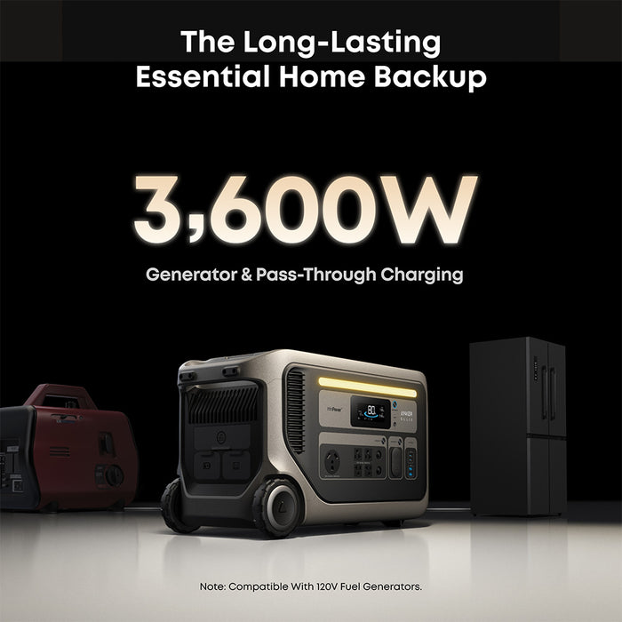 Anker SOLIX F3000 Portable Power Station 3,072Wh 3,600W with 400W Solar Panel