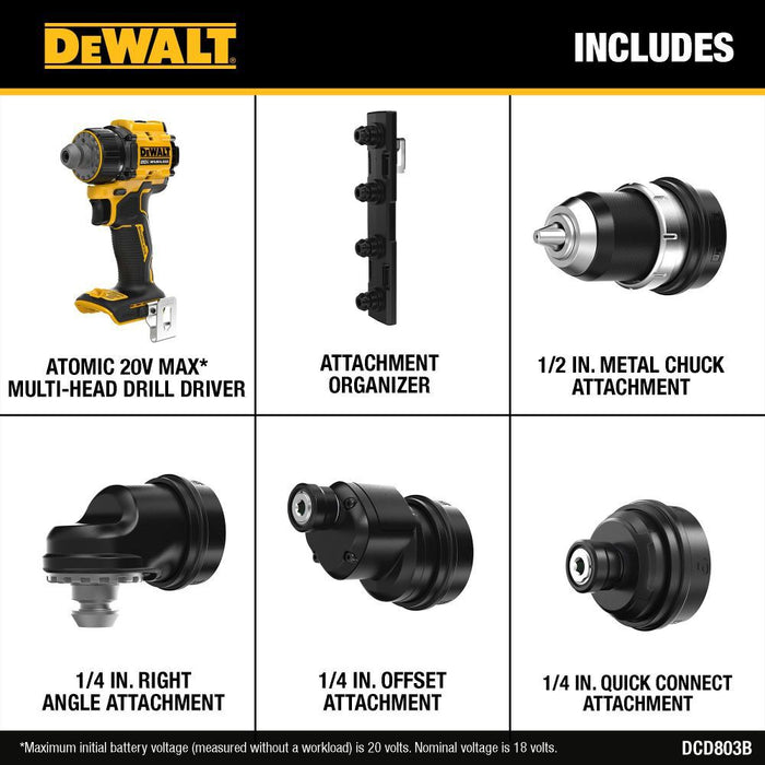 DeWALT DCD803B 20V MAX ATOMIC Multi-Head Drill/Driver (Tool Only)