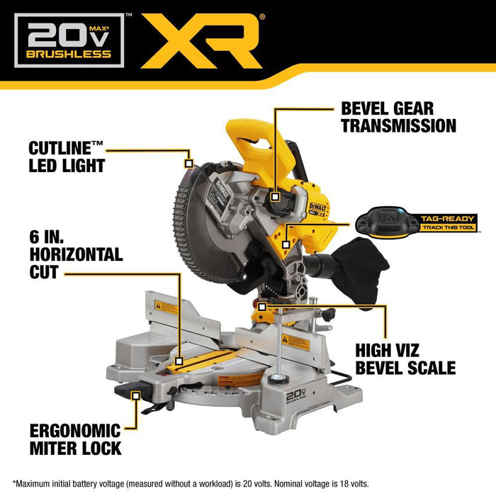 DeWALT DCS714B 20V MAX XR 10" Double Bevel Fixed Miter Saw
