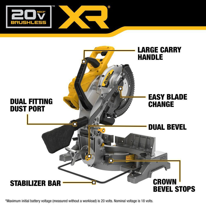 DeWALT DCS714B 20V MAX XR 10" Double Bevel Fixed Miter Saw