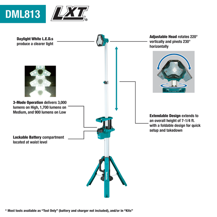 Makita DML813 18V LXT Lithium Ion Cordless Work Light - Bare Tool