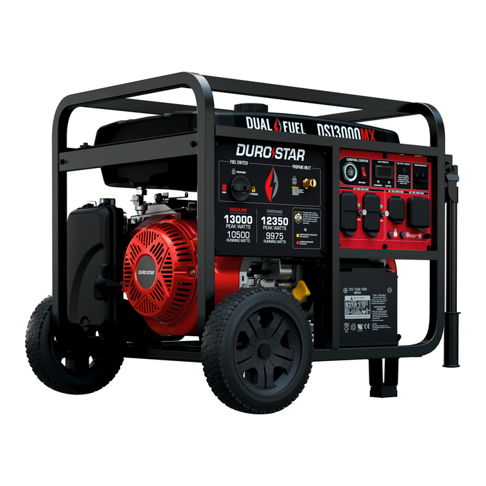 DuroStar DS13000MX 13,000W/10,500W 500cc Electric Start Dual Fuel Portable Generator w/ CO Alert