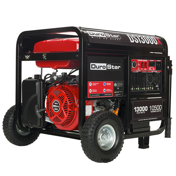 DuroStar DS13000X 13,000W/10,500W 500cc Electric Start Portable Generator w/ CO Alert