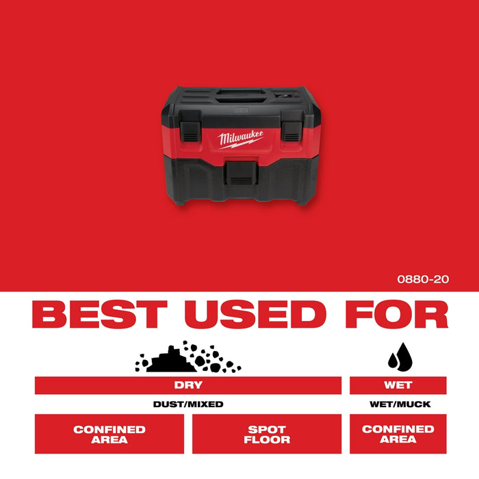 Milwaukee 0880-20BT5 M18 Vacuum w/ XC5.0 Extended Capacity Battery - 2 PK