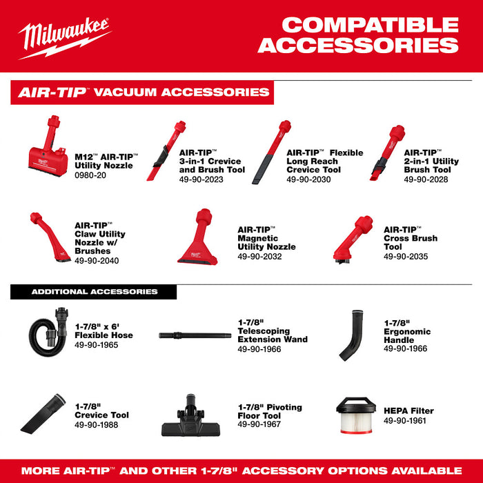 Milwaukee 0895-20 M18 FUEL 18V 3-in-1 Cordless Backpack Vacuum - Bare Tool