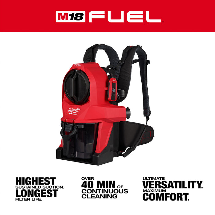 Milwaukee 0895-20x5 M18 FUEL 3-In-1 Backpack Vac G2 w/ Extra 5Ah Battery