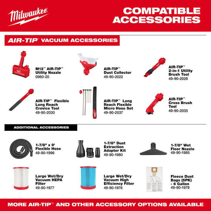 Milwaukee 0915-20x6 M18 FUEL PACKOUT 6 Gal Wet/Dry Vac w/ Extra 6Ah Battery