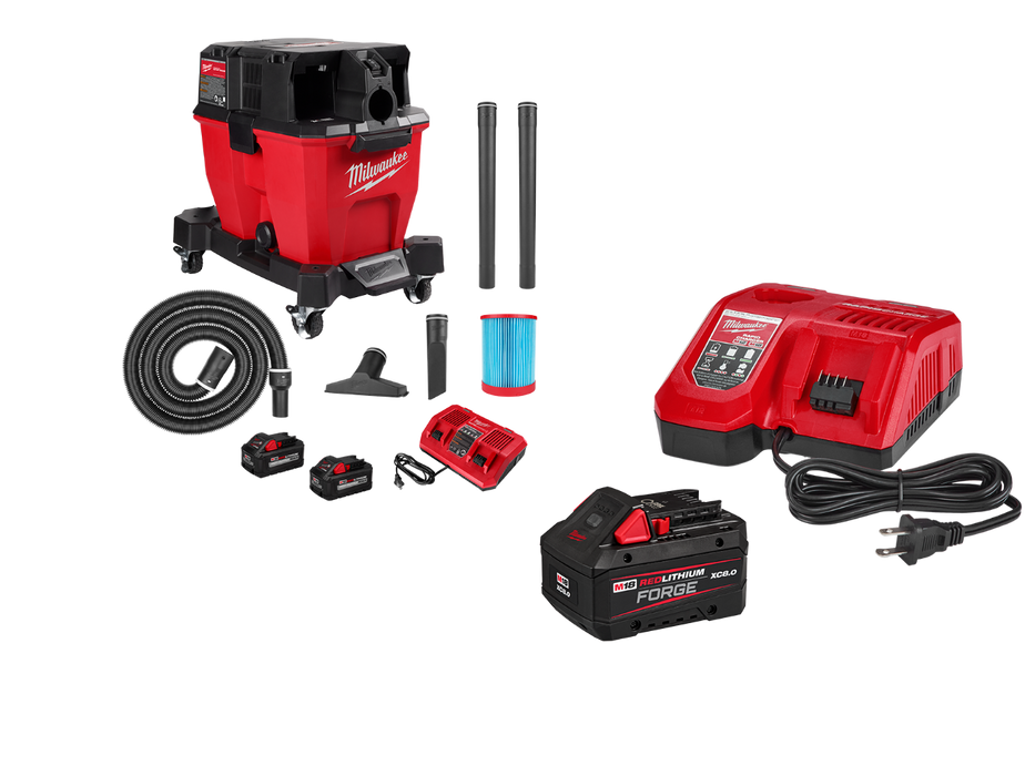 Milwaukee 0920-22HD8 M18 FUEL 9 Gallon Wet/Dry Vacuum Kit w/ 8AH Starter Kit