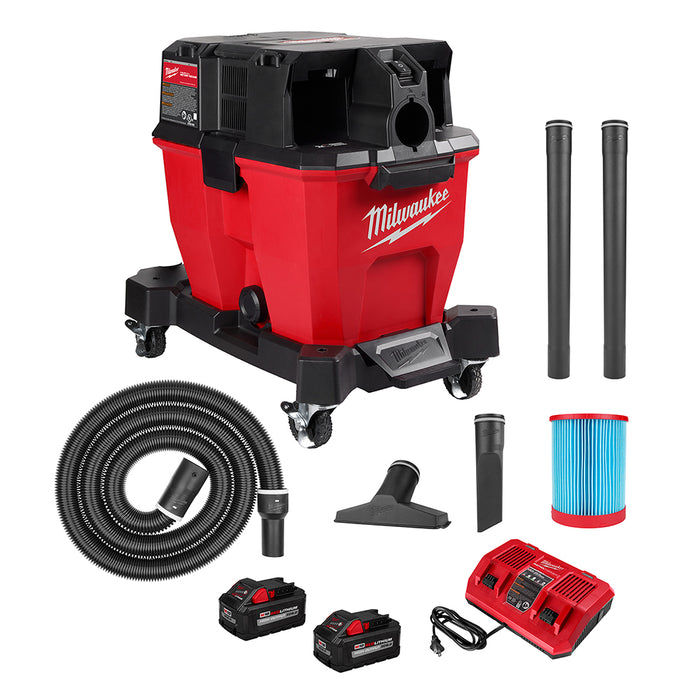 Milwaukee 0920-22HD8 M18 FUEL 9 Gallon Wet/Dry Vacuum Kit w/ 8AH Starter Kit