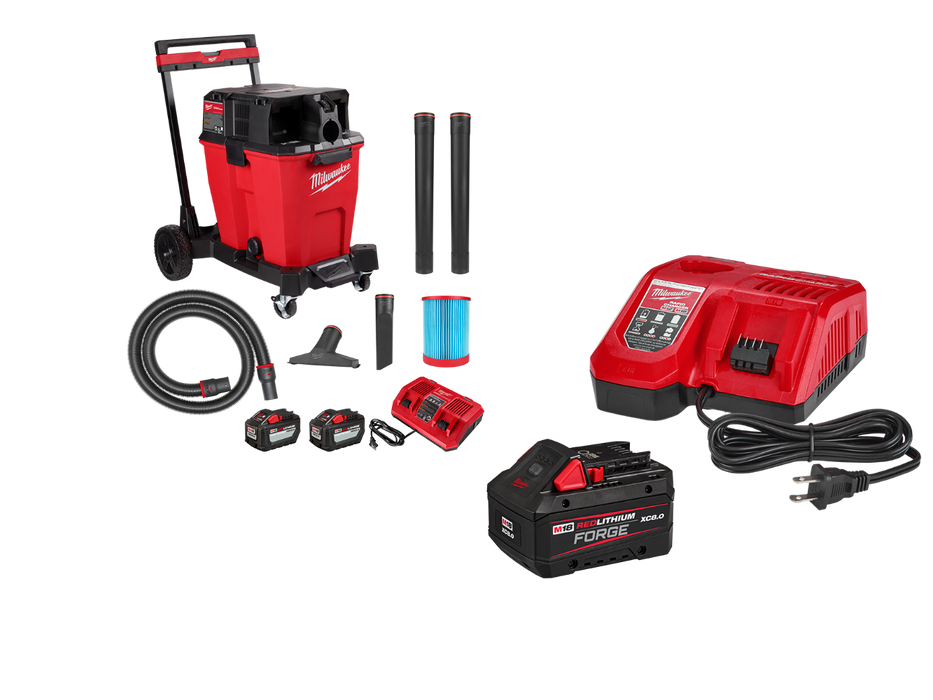 Milwaukee 0930-22HD8 M18 FUEL 12 Gallon Wet/Dry Vacuum Kit w/ 8AH Starter Kit