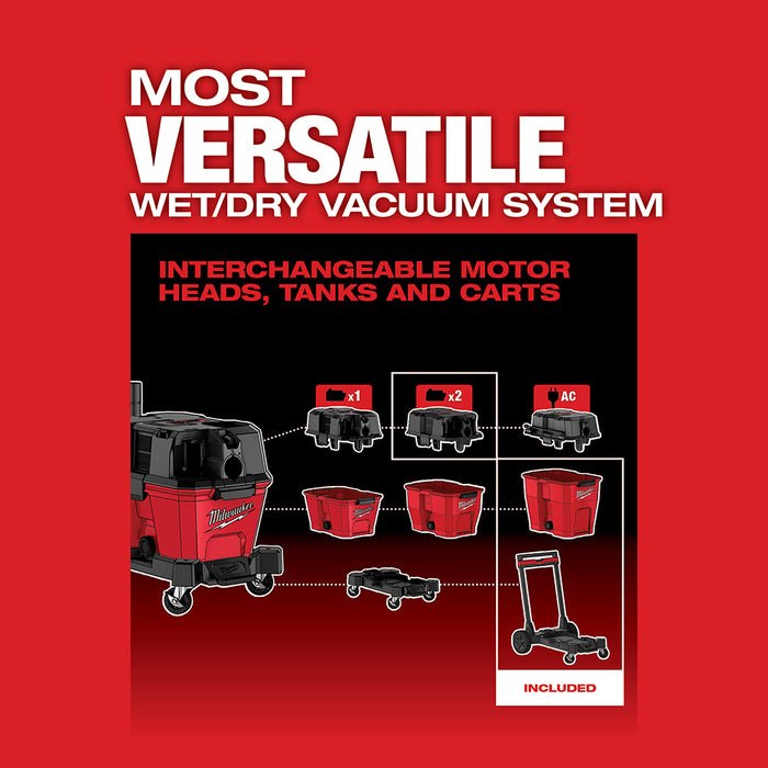 Milwaukee 0930-22HDAT M18 FUEL 18V 12 Gallon Vacuum w/ M12 Nozzle and Battery