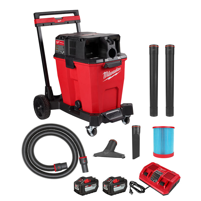 Milwaukee 0930-22HDAT M18 FUEL 18V 12 Gallon Vacuum w/ M12 Nozzle and Battery