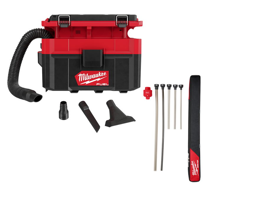 Milwaukee 0970-20LR M18 FUEL PACKOUT 2.5 Gal Wet/Dry Vac w/ Long Reach Hoses