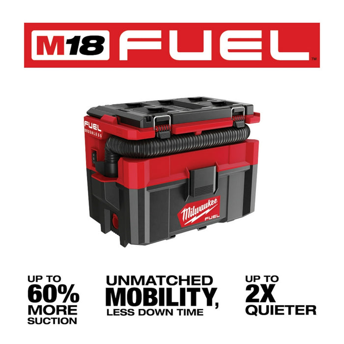 Milwaukee 0970-20LR M18 FUEL PACKOUT 2.5 Gal Wet/Dry Vac w/ Long Reach Hoses