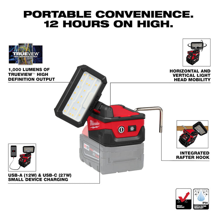 Milwaukee 2359-20 M18 18V ROVER Compact Folding Flood Light - Bare Tool