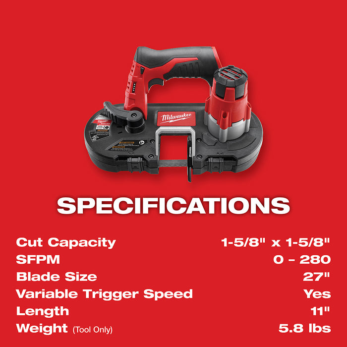 Milwaukee 2429-80 M12 12V Cordless Sub-Compact Band Saw - Recon - Bare Tool