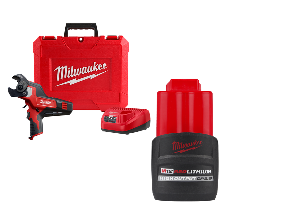 Milwaukee 2472-21XC2 M12 Cable Cutter Kit w/ Extra 2.5Ah Battery