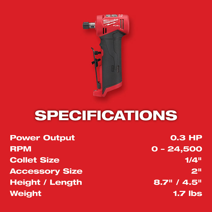 Milwaukee 2485-80 M12 FUEL 12V 1/4" Right Angle Die Grinder - Recon - Bare Tool
