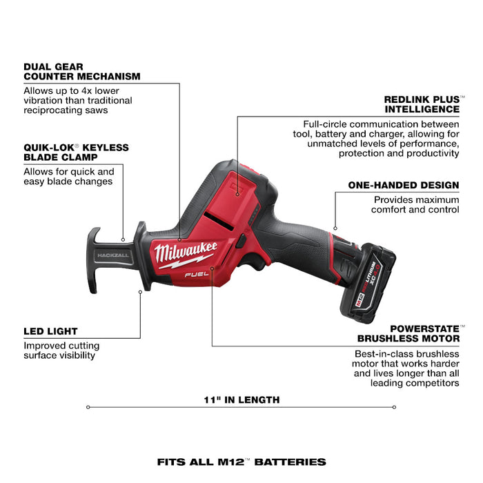 Milwaukee 2520-21XCM M12 FUEL 12V HACKZALL Recip Saw Kit w/ Multi-Tool