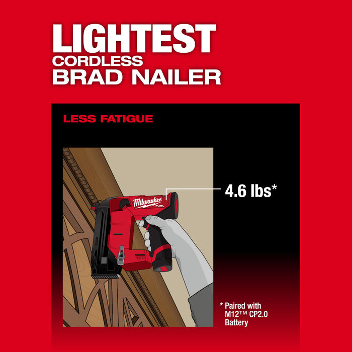 Milwaukee 2541-20SK M12 FUEL 12V 18 Gauge Brad Nailer w/ 2AH Battery/Charger