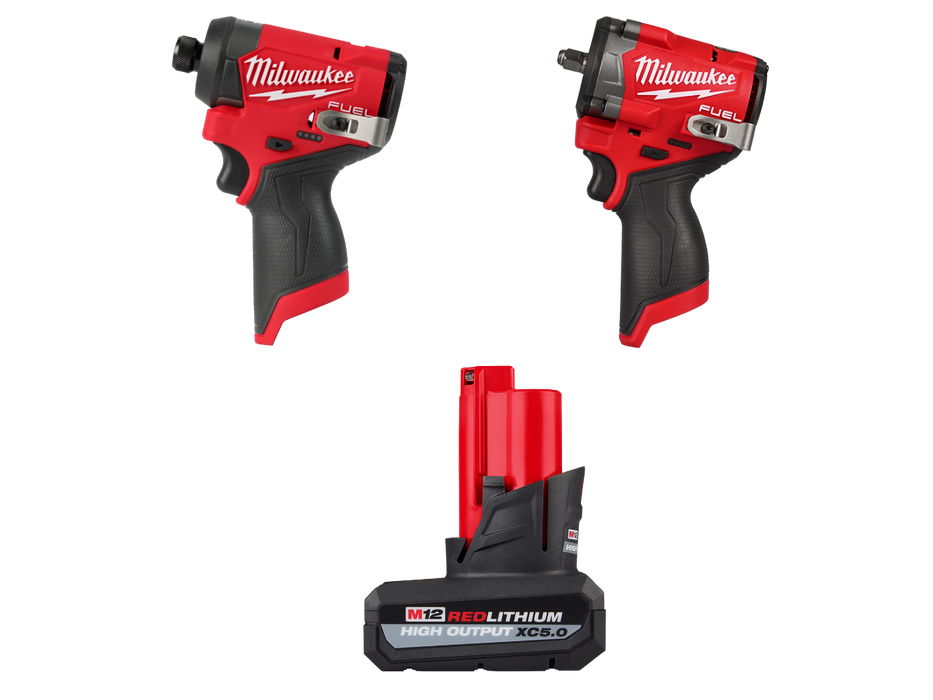 Milwaukee 3453-20x5 M12 FUEL 12V 3/8" Impact Wrench / Impact Driver Bundle