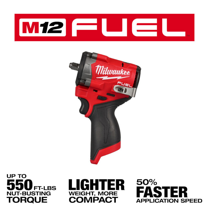 Milwaukee 3453-20x5 M12 FUEL 12V 3/8" Impact Wrench / Impact Driver Bundle