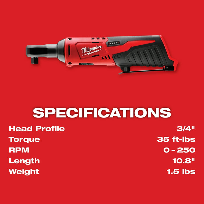 Milwaukee 2562-21RT M12 FUEL Stubby 3/8" Impact Wrench Kit and Ratchet