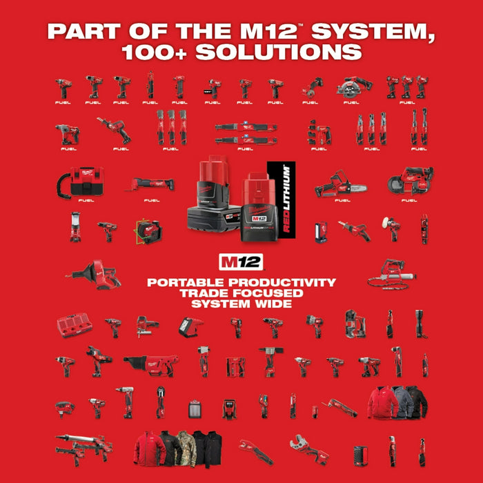 Milwaukee 2562-21RT M12 FUEL Stubby 3/8" Impact Wrench Kit and Ratchet