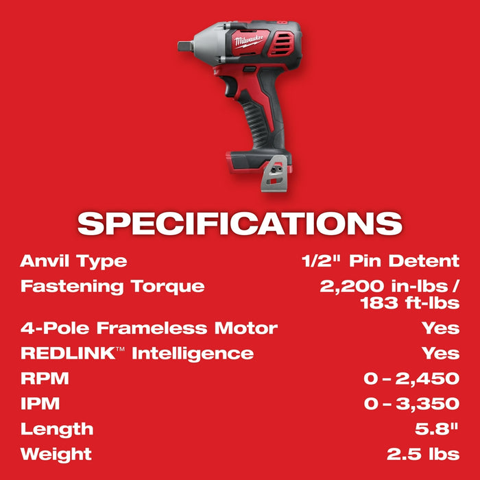 Milwaukee 2659-80 M18 18V 1/2" Impact Wrench Pin Detent - Recon