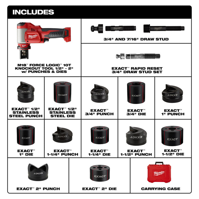 Milwaukee 2676-02 M18 FORCE LOGIC 18V 10 Ton Knockout Tool 1/2"-2"