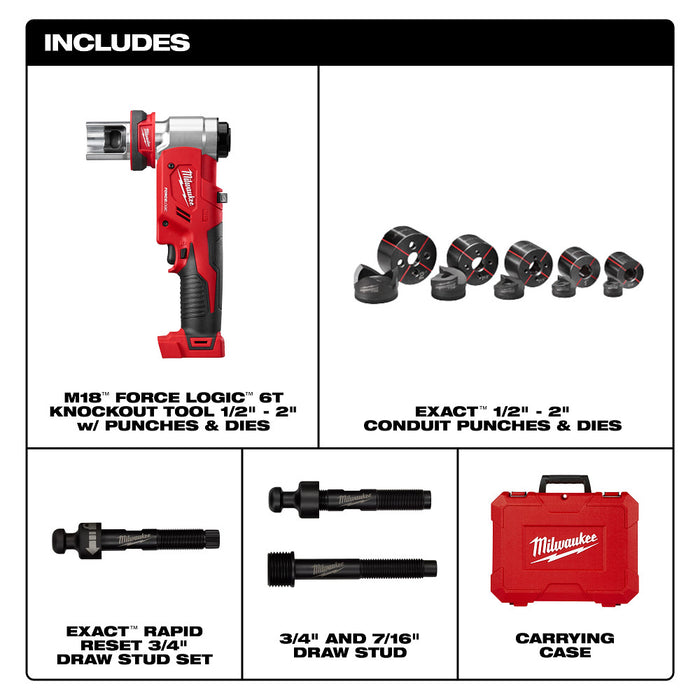 Milwaukee 2677-02 M18 FORCE LOGIC 18V 6T Knockout Tool 1/2"-2"