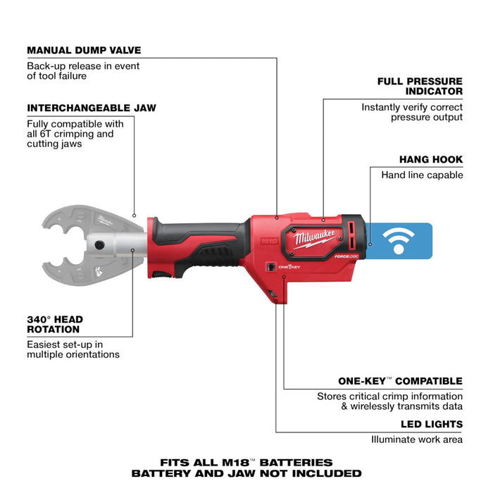 Milwaukee 2678-80 M18 FORCE LOGIC 18V 6T Utility Crimper - Bare Tool - Recon