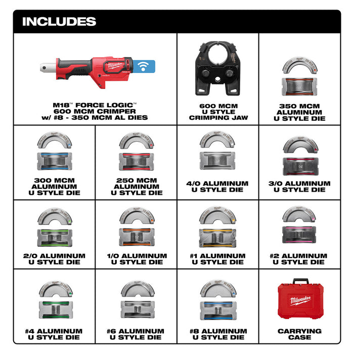 Milwaukee 2679-350AL M18 18V FORCE LOGIC 600 MCM Cordless Li-Ion Crimper Kit