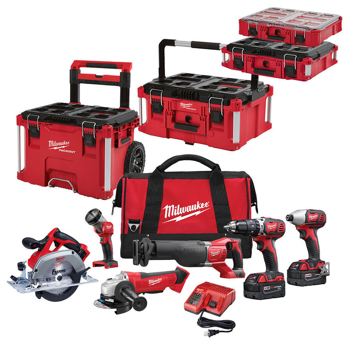 Milwaukee 2696 M18 18V 6 Cordless Tool Battery Kit W/ 3 Packout Tool Boxes