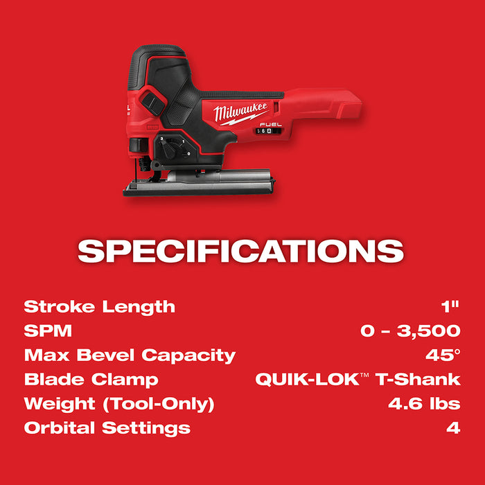 Milwaukee 2737B-80 M18 FUEL 18V Barrel Grip Jig Saw - Bare Tool - Recon