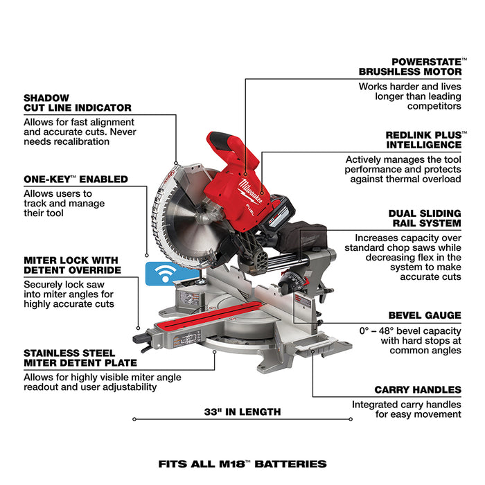 Milwaukee 2739-21HD M18 FUEL 18V 12" Cordless Miter Saw w/ Stand