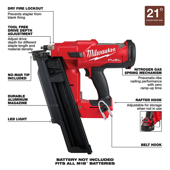 Milwaukee 2744-80 M18 FUEL 18V 21 Degree Framing Nailer - Reconditioned