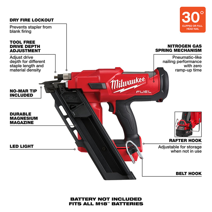 Milwaukee 2745-80 M18 FUEL 18V 30 Degree Framing Nailer - Reconditioned