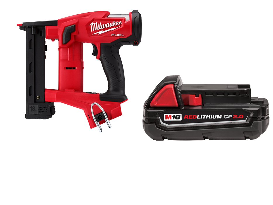 Milwaukee 2749-20x2 M18 FUEL 18 GAUGE 1/4" Crown Stapler Bundle w/ 2AH Battery