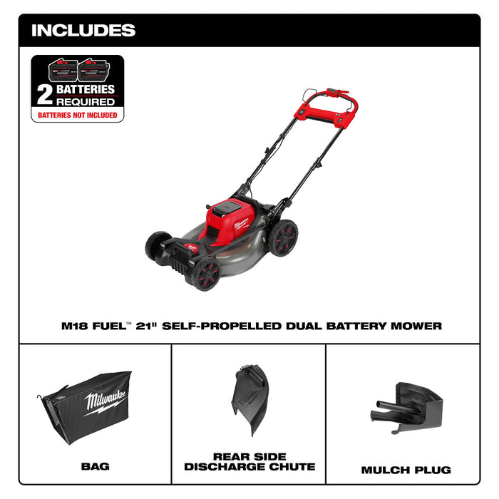 Milwaukee 2823-20 M18 FUEL 18V 21" Self-Propelled Dual Battery Mower - Bare Tool