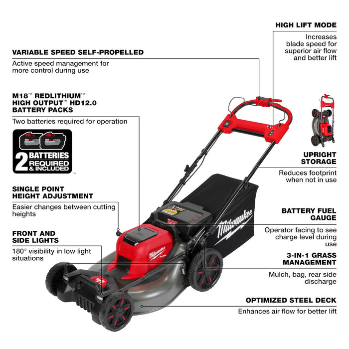 Milwaukee 2823-22STC M18 FUEL 21" Mower w/Trimmer and Brush Cutter Attachment