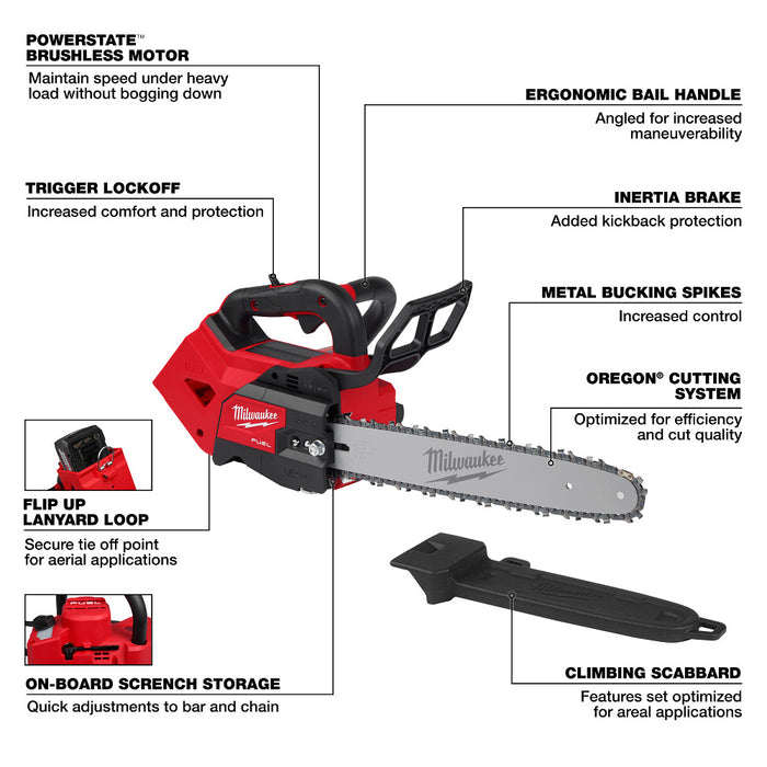 Milwaukee 2826-20TCH M18 FUEL 18V 14" Top Handle Chainsaw - Bare Tool w/ Chain