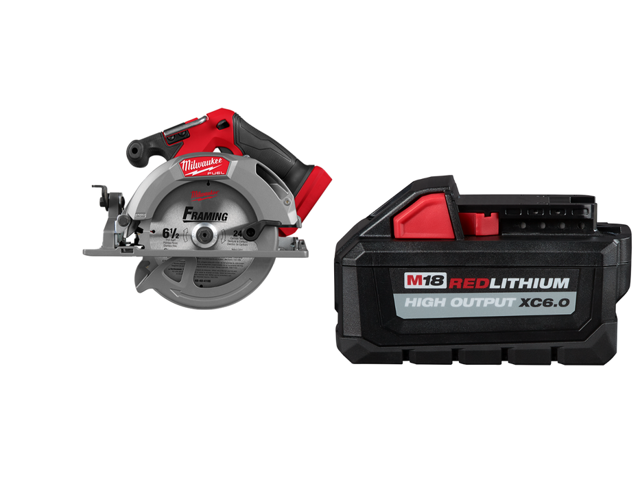 Milwaukee 2833-20x6 M18 FUEL 6-1/2" Circular Saw w/ Extra 6Ah Battery